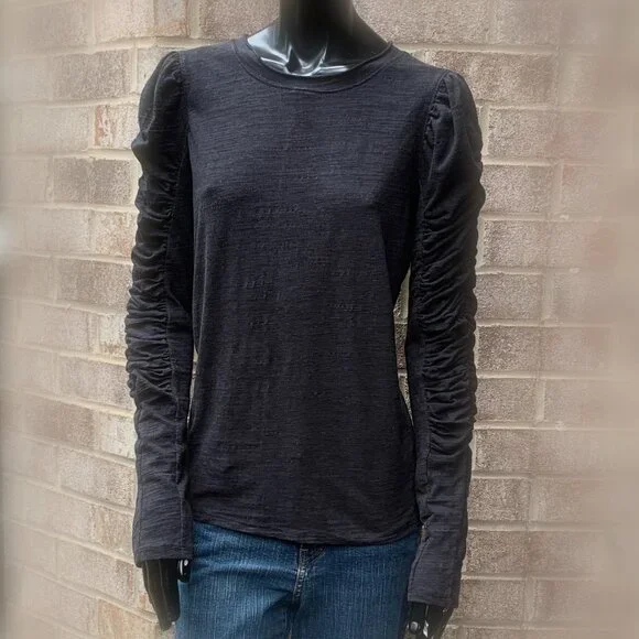We The Free Natasha Crewneck Ruched Long Sleeve Top Sz M - Picture 9 of 13